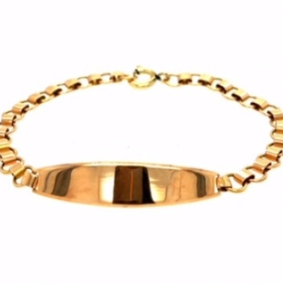 14K Rose Gold ID Bracelet with Alternating Round a - Picture 3 of 3